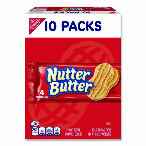 Nabisco® Nutter Butter, Peanut Butter, 1.9 oz, 4 Cookies/Pack, 10 Packs/Box