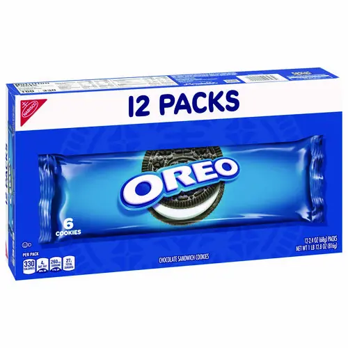 Nabisco® Oreo Cookies Single Serve Packs, Chocolate, 2.4 oz, 6 Cookies per Pack, 12 Packs per Box