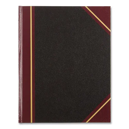 National® Texthide Eye-Ease Record Book, 300 Sheets, 10.38 x 8.38, Black/Burgundy/Gold
