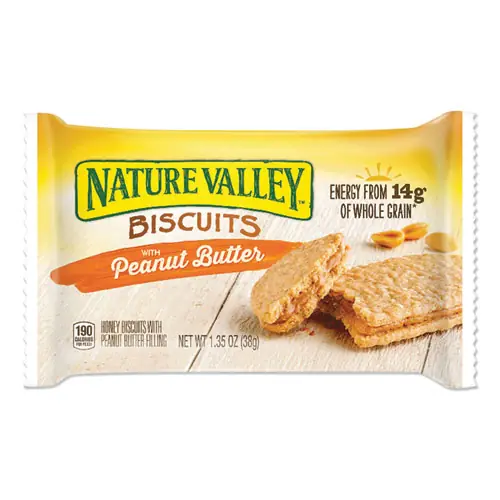 Nature Valley® Biscuits, Honey with Peanut Butter, 1.35 oz Pouch, 16/Box