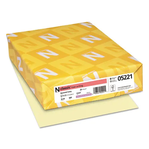 Neenah Paper CLASSIC Linen Stationery, 24 lb Bond Weight, 8.5 x 11, Baronial Ivory