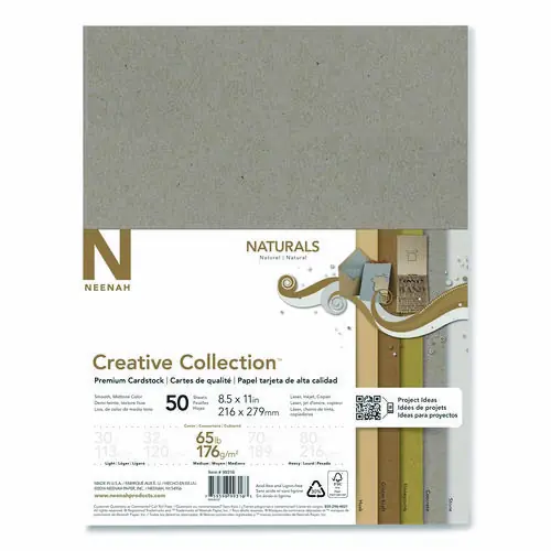 Neenah Paper Creative Collection Premium Cardstock, 65 lb Cover Weight, Assorted Naturals, 50 Sheets