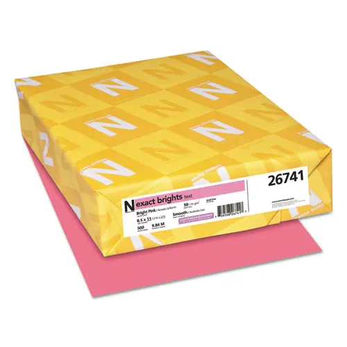 Neenah Paper Exact Brights Paper, 20 lb Bond Weight, 8.5 x 11, Bright Pink, 500/Ream