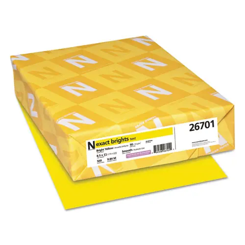 Neenah Paper Exact Brights Paper, Bright Yellow, 8.5 x 11, 20 lb, 500 Sheets/Ream