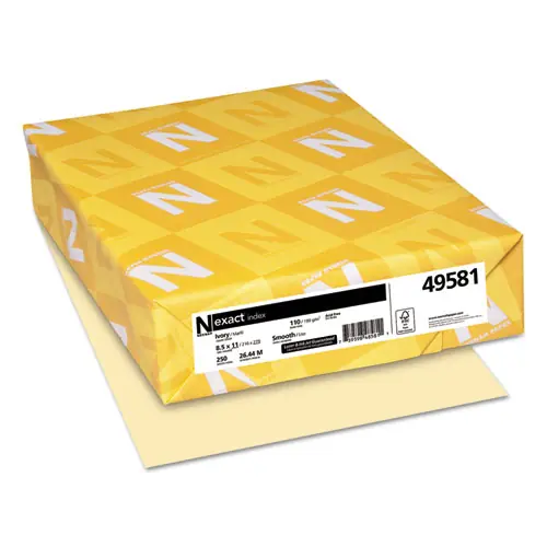 Neenah Paper Exact Index Card Stock, 110 lb Index Weight, 8.5 x 11, Ivory, 250/Pack