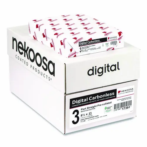 Nekoosa Fast Pack Carbonless 3-Part Paper, 8.5 x 11, White/Canary/Pink, 500 Sheets/Ream, 5 Reams/Carton