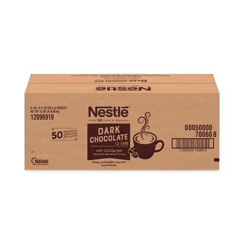 Nestlé® Hot Cocoa Mix, Dark Chocolate, 0.71 oz Packets, 50 Packets/Box, 6 Boxes/Carton