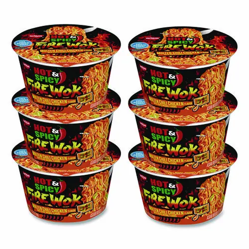 Nissin® Hot and Spicy Fire Wok Molten Chili Chicken, 4.37 oz Bowl, 6/Carton