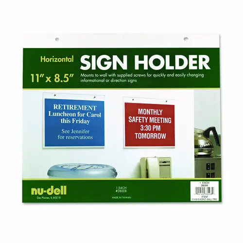 NuDell™ Acrylic Sign Holder, Horizontal, 11 x 8.5, Clear