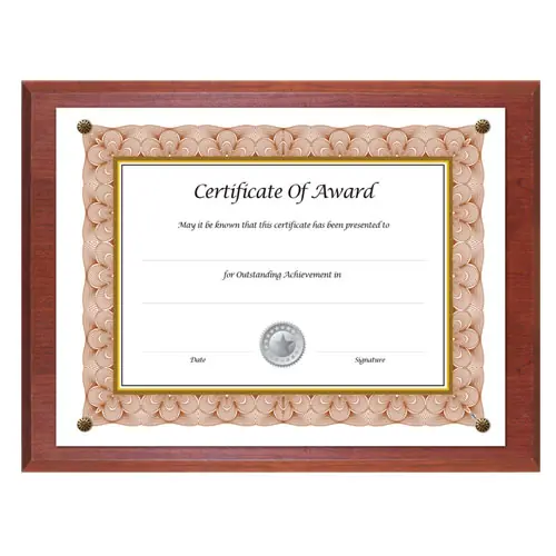 NuDell™ Award-A-Plaque Document Holder, Mahogany, 10.5" x 13"