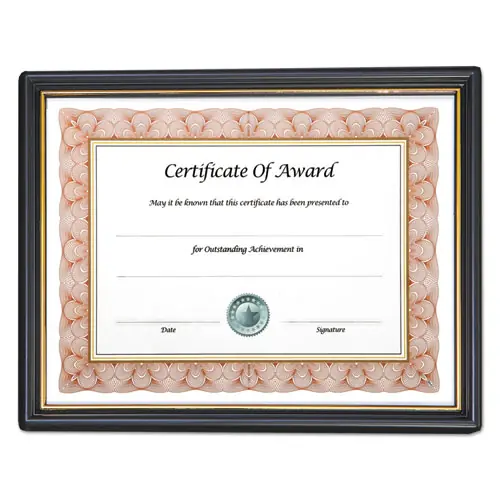 NuDell™ Economy Framed Achievement/Appreciation Awards, Horizontal Orientation, White with Black Border, 11 x 8.5