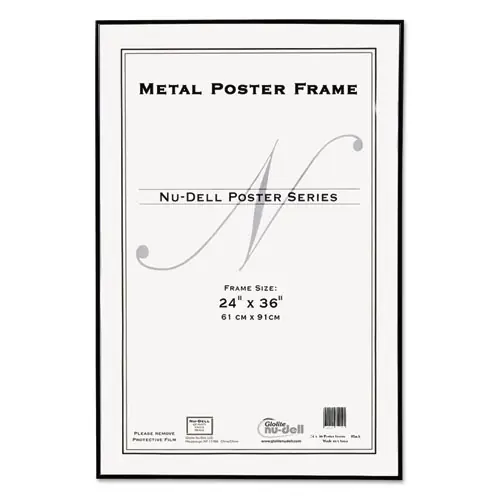 NuDell™ Metal Poster Frame, Plastic Face, 24 x 36, Black
