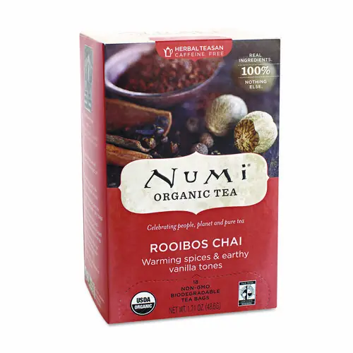 Numi® Organic Teas and Teasans, Rooibos Chai, 18 Tea Bags, 1.71 oz