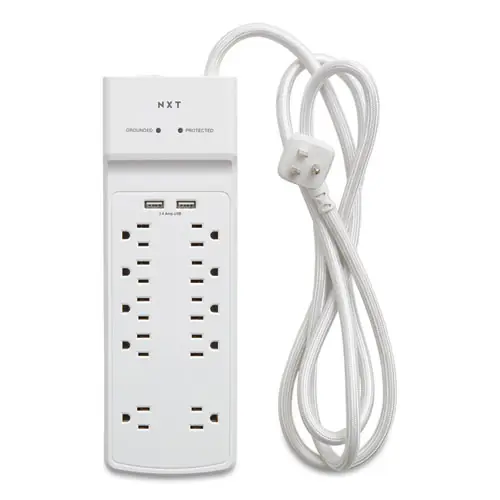 NXT Technologies™ Surge Protector, 10 AC Outlets/2 USB Ports, 6 ft Cord, 3,000 J, White