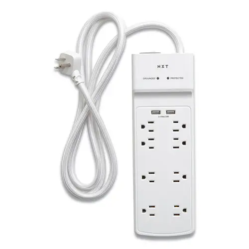 NXT Technologies™ Surge Protector, 8 AC Outlets/2 USB Ports, 6 ft Cord, 2,100 J, White