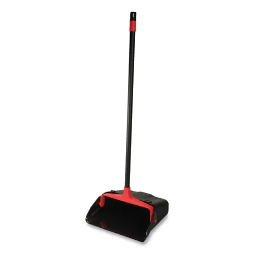 O-Cedar® Commercial Maxi-Plus Lobby Dust Pan with Rear Wheels, 13 x 35, 30" Handle, Plastic, Black, 6/Carton