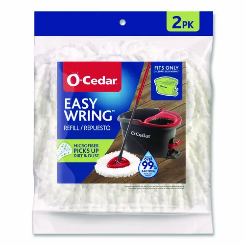 O-Cedar® EZWring Spin Mop Refill, Patented Microfiber, White, 2/Pack, 4 Packs/Carton