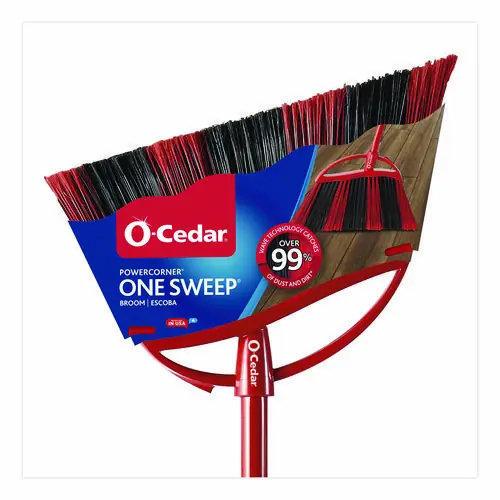 O-Cedar® One Sweep Large Broom, 48" Handle, Red/Black/Gray