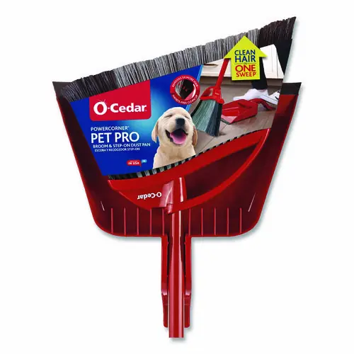 O-Cedar® PowerCorner Pet Pro Broom and Step-On Dust Pan
