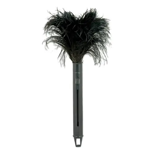 O'Dell® Pop Top Feather Duster, Ostrich Feather, Black, 9"–14" Extendable Handle