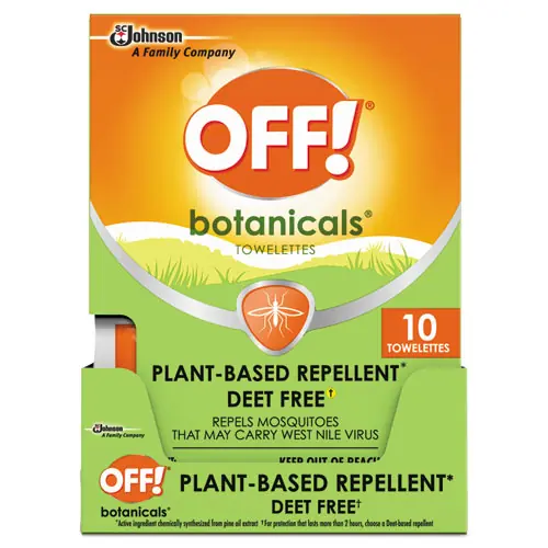 OFF!® Botanicals Insect Repellant, 10 Wipes per Pack, 8 Packs per Carton