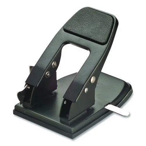 Officemate 50-Sheet Heavy-Duty Two-Hole Punch with Padded Handle, Black