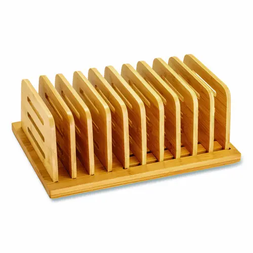 Officemate Bamboo Large File Sorter, 9 Sections, Brown