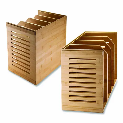 Officemate Bamboo Magazine File, Brown