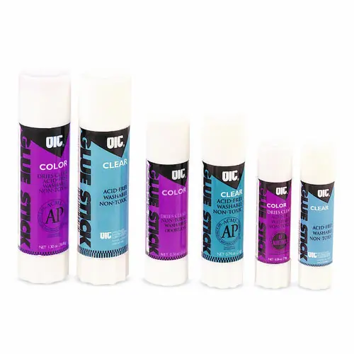 Officemate Glue Stick, 1.3 oz, Applies Purple, Dries Clear