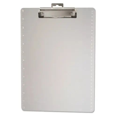 Officemate Plastic Clipboards with 12" Ruler Markings, 0.5" Clip Capacity, Clear