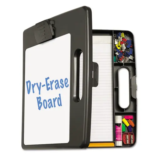 Officemate Portable Dry Erase Clipboard Case, 0.5" Clip Capacity, Holds 8.5 x 11 Sheets, Charcoal