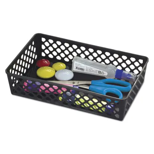 Officemate Recycled Supply Basket, Plastic, Black, 2/Pack