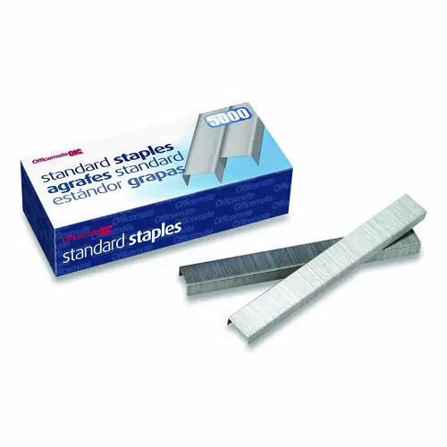 Officemate Standard Staples, 0.25" Leg, 0.5" Crown, Steel, 5,000/Box