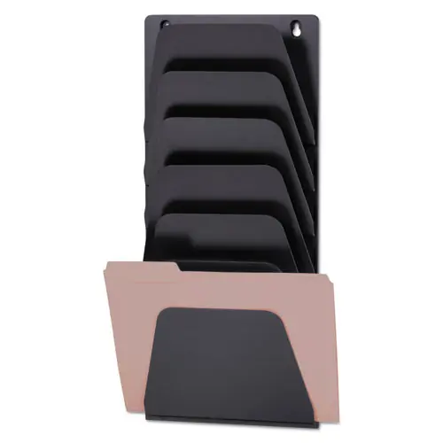 Officemate Wall File Holder, 7 Sections, Black