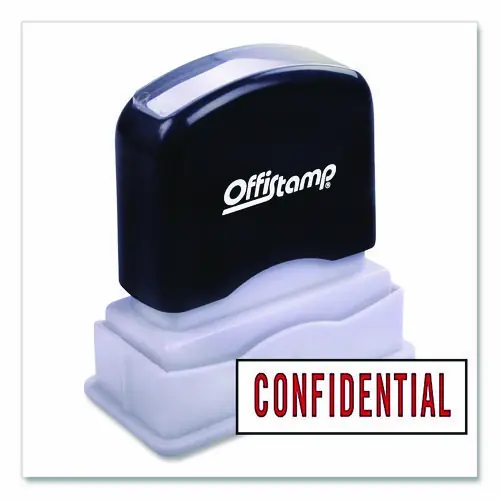 Offistamp® Pre-Inked Message Stamp, CONFIDENTIAL, Red Ink