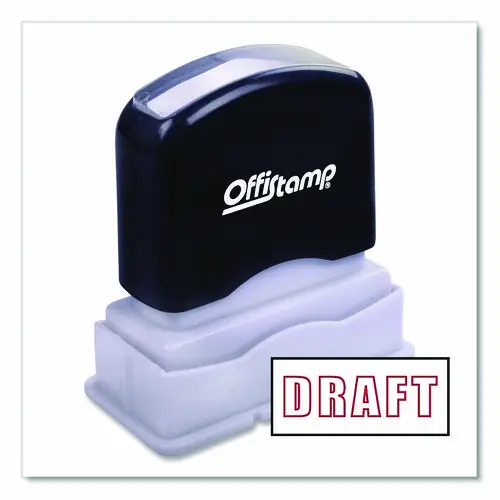 Offistamp® Pre-Inked Message Stamp, DRAFT, Red Ink, 1.63" x 0.38"
