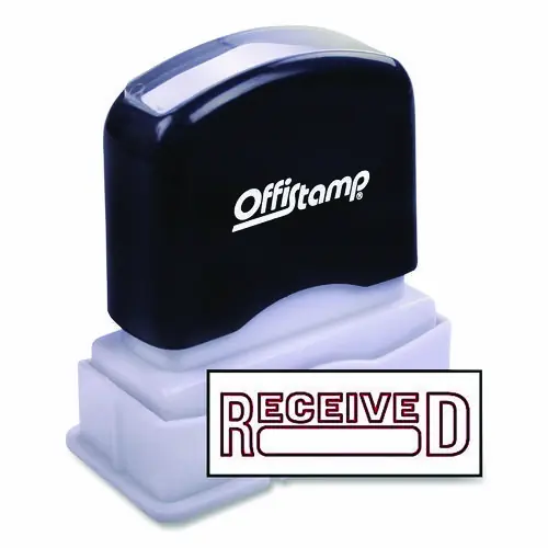 Offistamp® Pre-Inked Message Stamp with Blank Date Box, RECEIVED, Red Ink