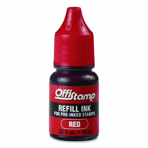 Offistamp® Refill Ink for Pre-Inked Stamps, Red, 0.33 oz