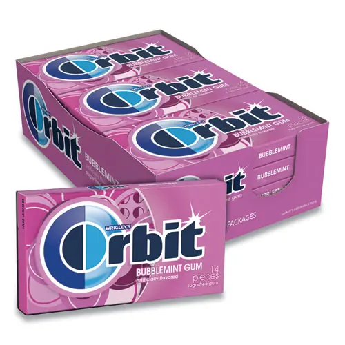 Orbit® Sugar-Free Chewing Gum, Bubblemint, 12/Box