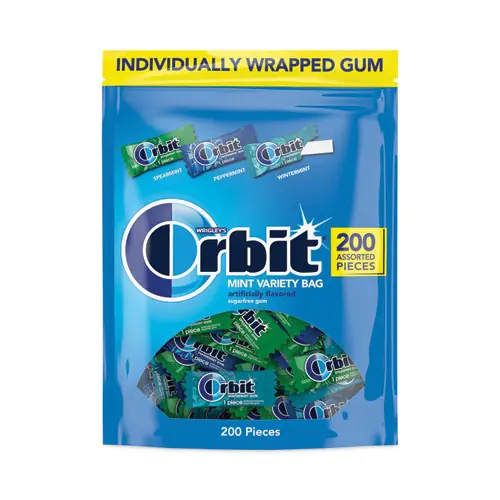 Orbit® Sugar-Free Chewing Gum, Spearmint/Peppermint/Wintermint, 200 Pieces/Pack