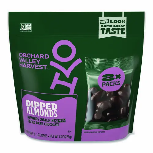 Orchard Valley Harvest® Dipped Almonds, Dark Chocolate, (8) 1 oz Bags