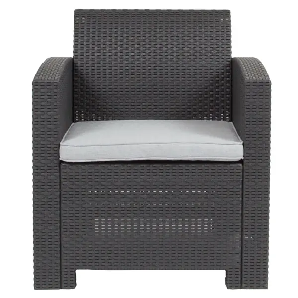 Outdoor Chair – Faux Rattan – Dark Gray