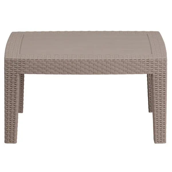 Outdoor Coffee Table – Faux Rattan – Light Gray