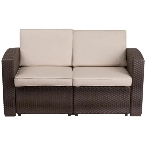 Outdoor Loveseat – Faux Rattan – Chocolate Brown