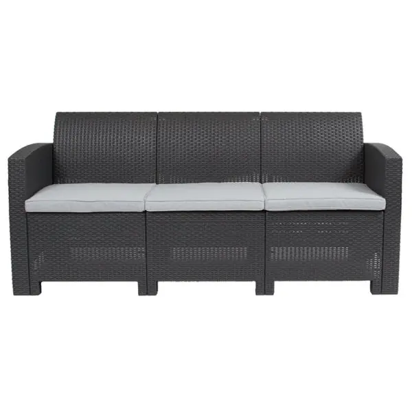 Outdoor Sofa – Faux Rattan – Dark Gray