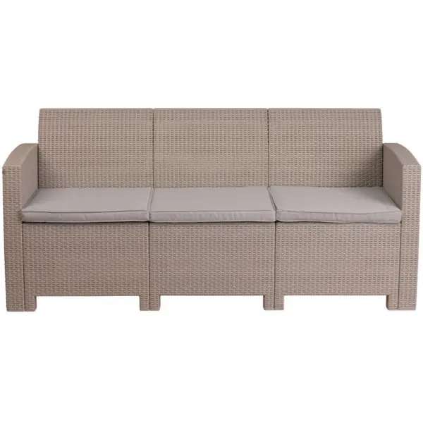 Outdoor Sofa – Faux Rattan – Light Gray