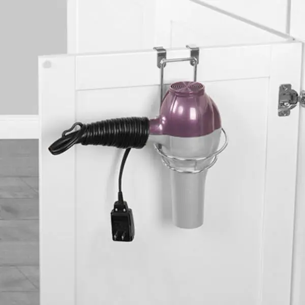 Over the Cabinet Folding Hair Dryer Holder – Chrome