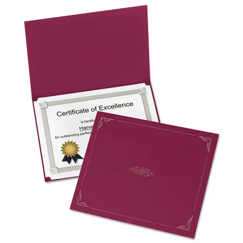 Oxford™ Certificate Holder, 11.25 x 8.75, Burgundy, 5/Pack