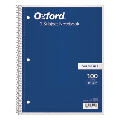 Oxford™ Coil-Lock Wirebound Notebook, 3-Hole Punched, Medium/College Rule, Randomly Assorted Covers, 100 Sheets, 11 x 8.5 inches