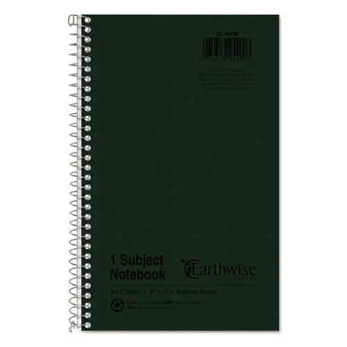 Oxford™ Earthwise by Oxford Recycled One-Subject Notebook, Narrow Rule, Green Cover